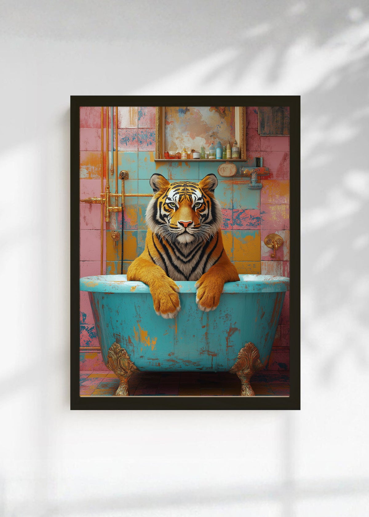 Cuadro Decorativo Trendy, Tigre Bañera Turquesa