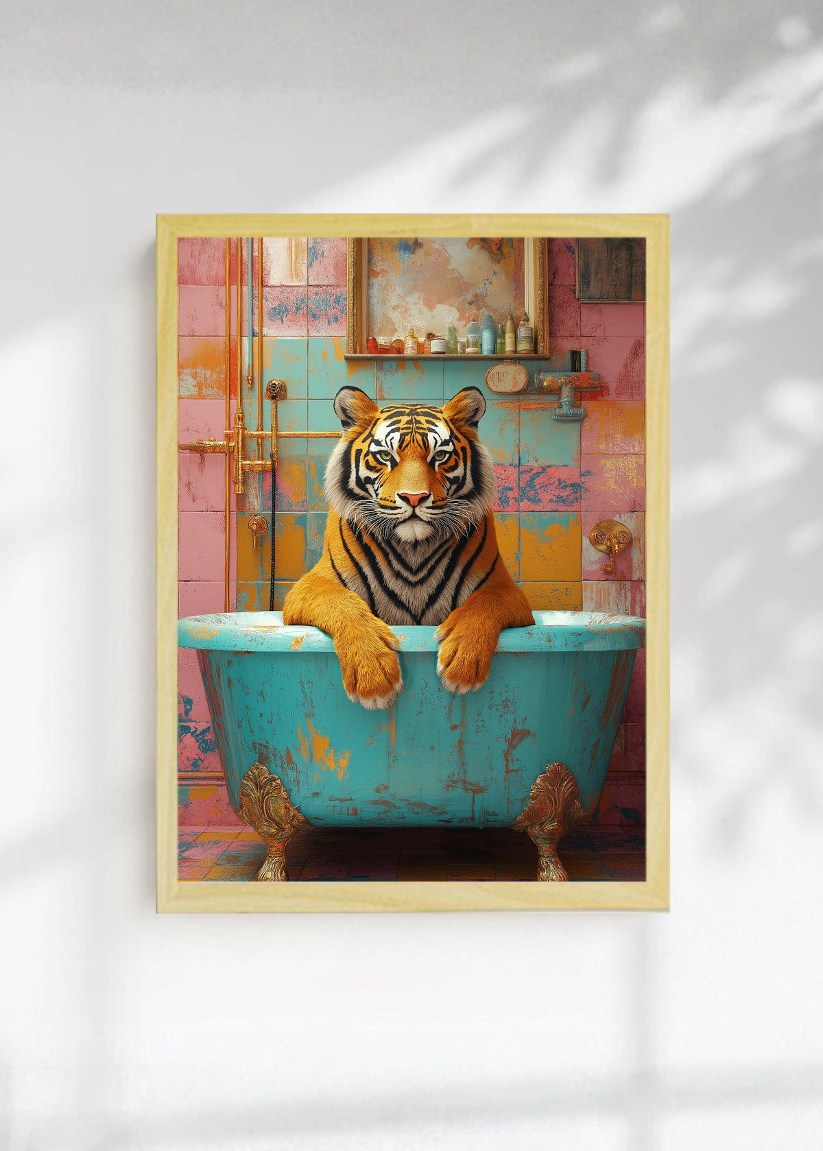 Cuadro Decorativo Trendy, Tigre Bañera Turquesa