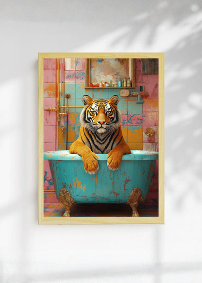 Cuadro Decorativo Trendy, Tigre Bañera Turquesa