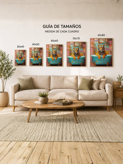 Cuadro Decorativo Trendy, Tigre Bañera Turquesa