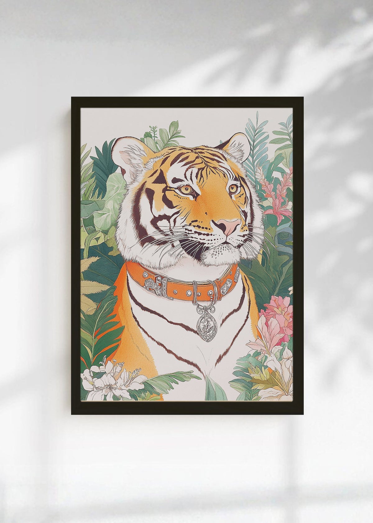 Cuadro Decorativo Trendy, Tigre Collar Flores Verde