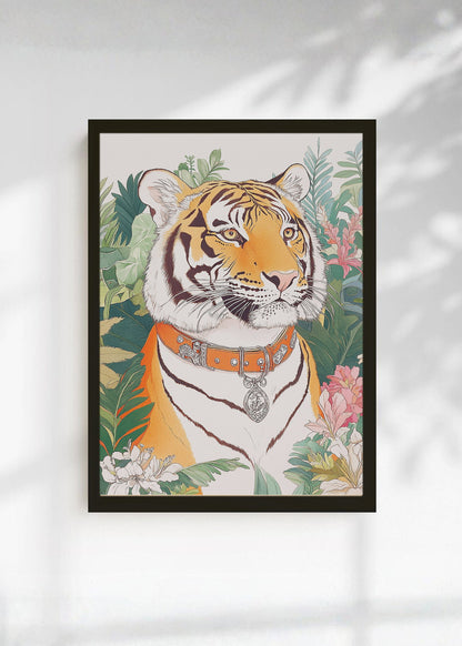 Cuadro Decorativo Trendy, Tigre Collar Flores Verde