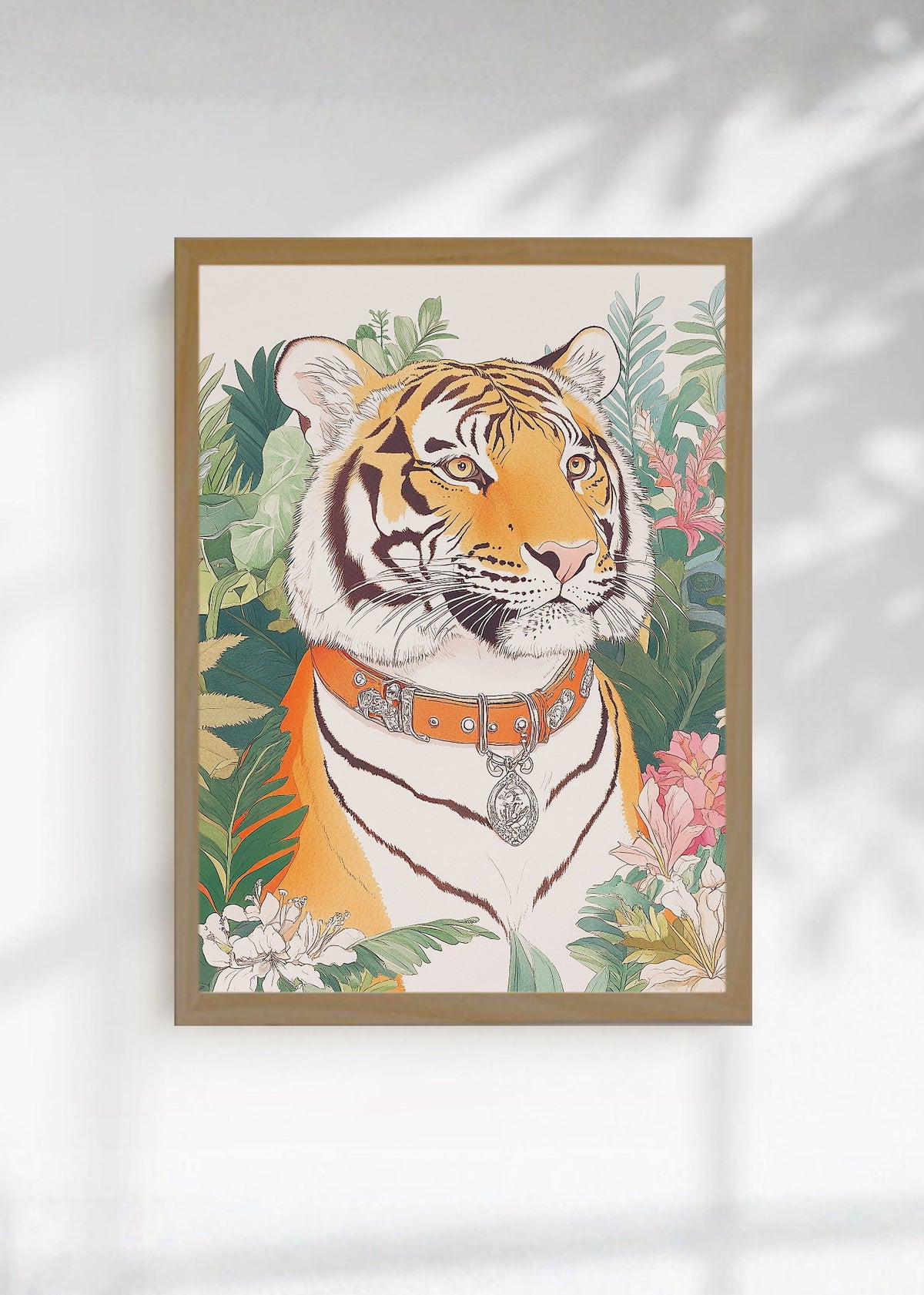 Cuadro Decorativo Trendy, Tigre Collar Flores Verde