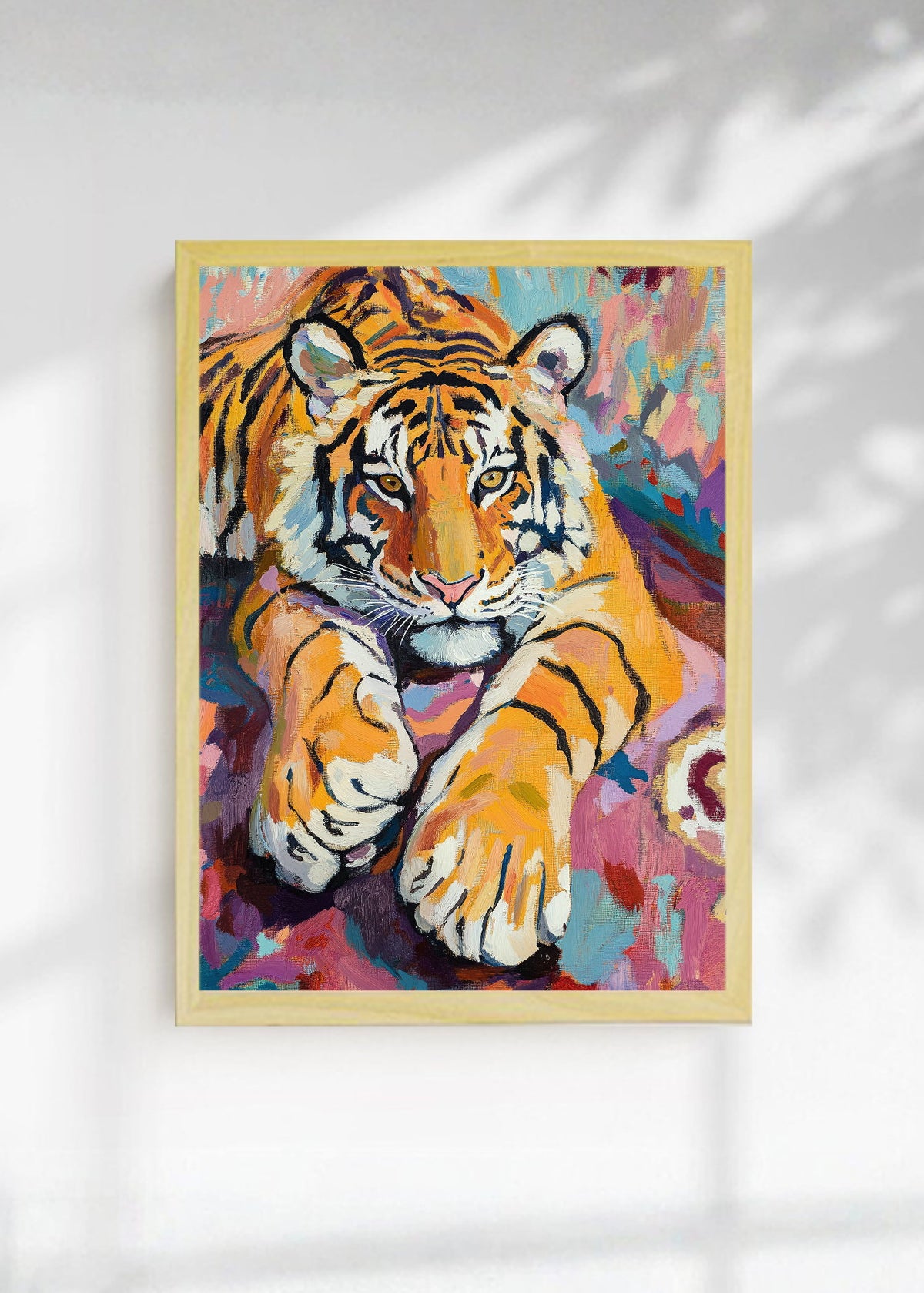 Cuadro Decorativo Trendy, Tigre Rosa Pinceladas