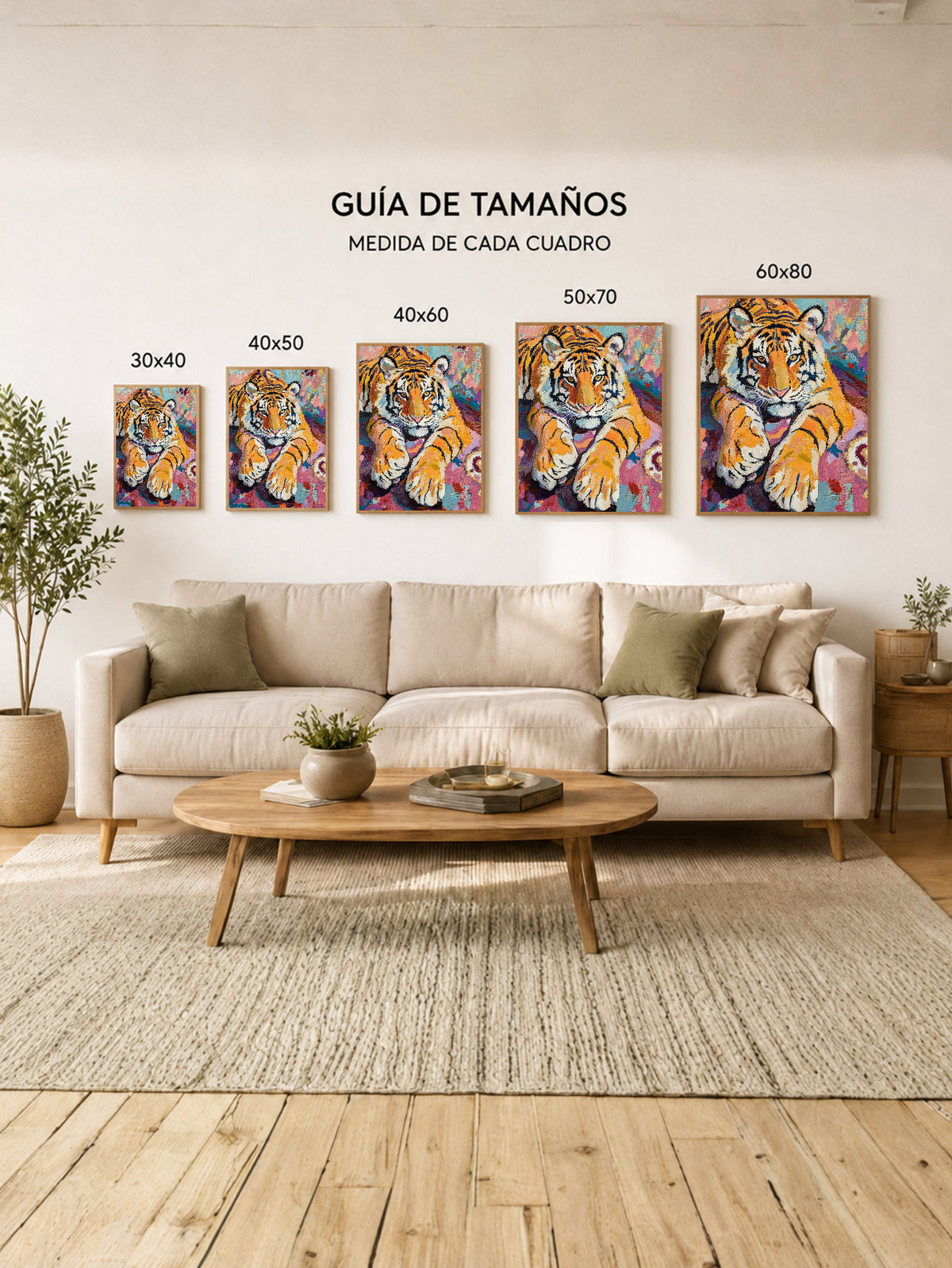 Cuadro Decorativo Trendy, Tigre Rosa Pinceladas