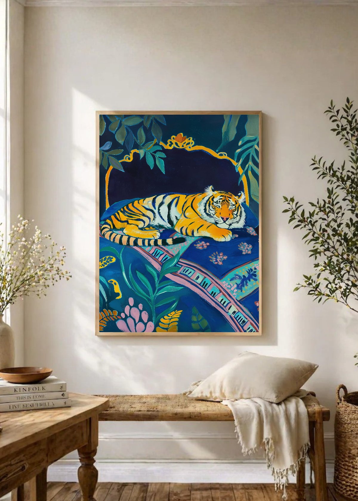 Cuadro Decorativo Trendy, Tigre Sillon Azul Noche