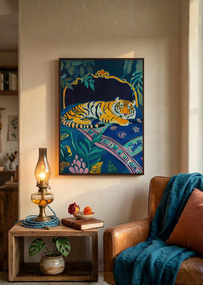 Cuadro Decorativo Trendy, Tigre Sillon Azul Noche