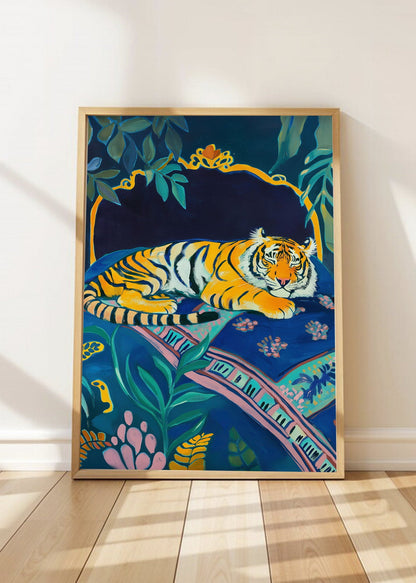 Cuadro Decorativo Trendy, Tigre Sillon Azul Noche