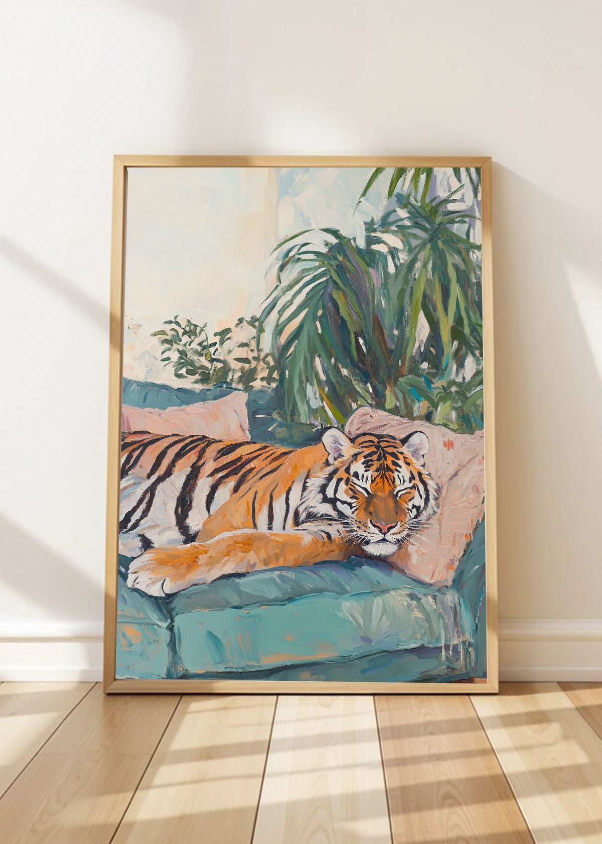 Cuadro Decorativo Trendy, Tigre Sillon Rosa Plantas