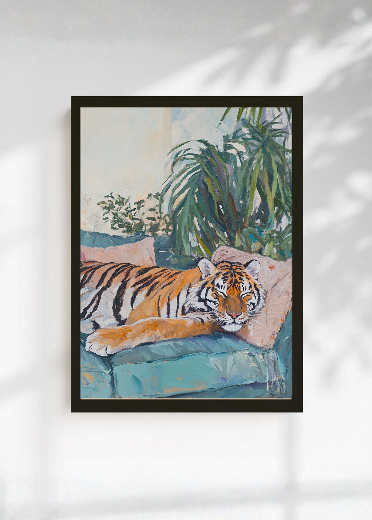 Cuadro Decorativo Trendy, Tigre Sillon Rosa Plantas