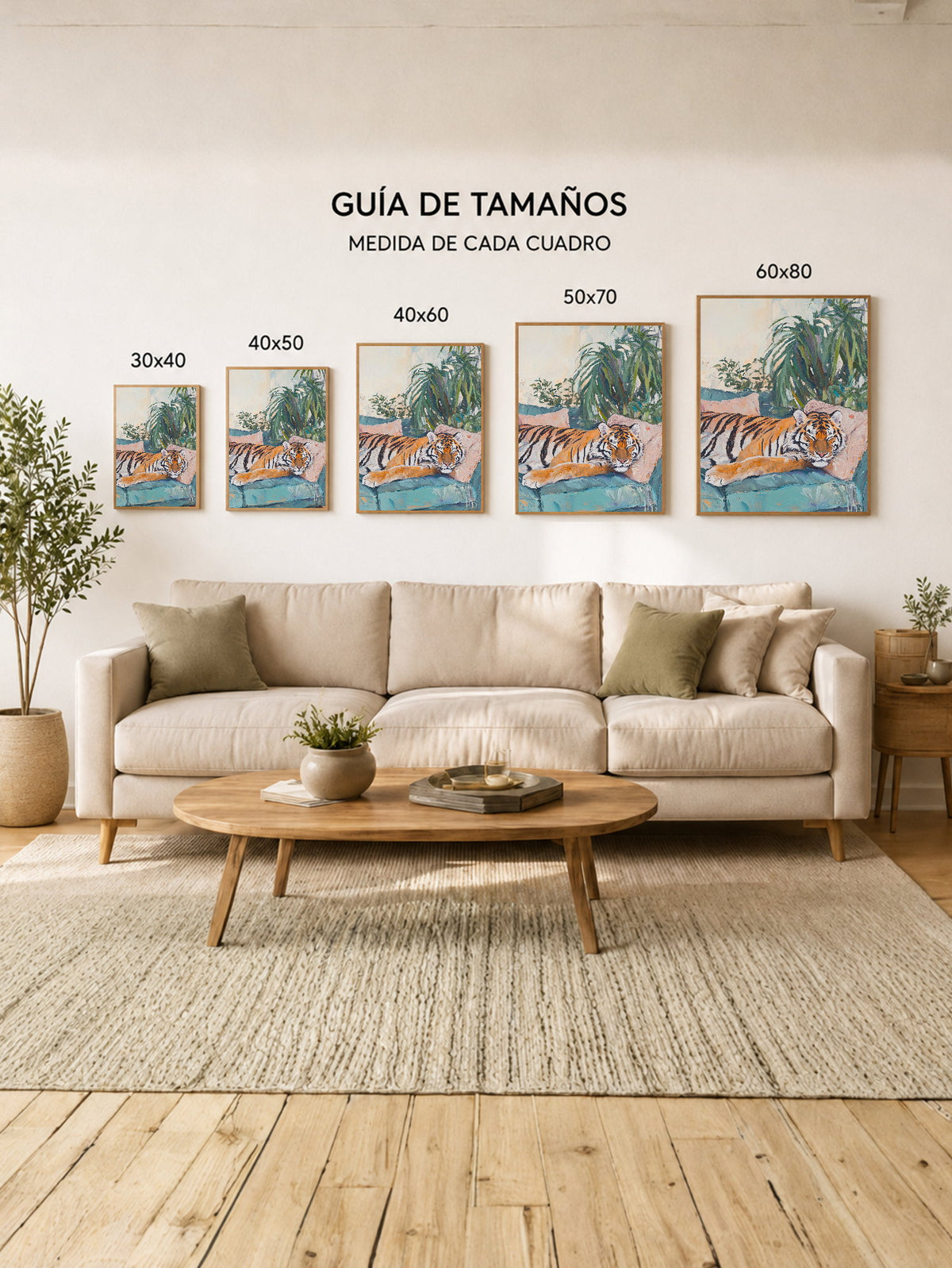 Cuadro Decorativo Trendy, Tigre Sillon Rosa Plantas