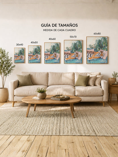 Cuadro Decorativo Trendy, Tigre Sillon Rosa Plantas