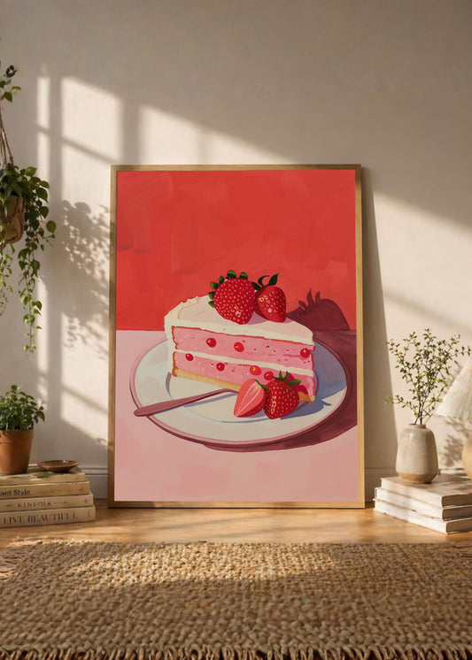 Cuadro Decorativo Trendy, Torta Frutillas Rojo