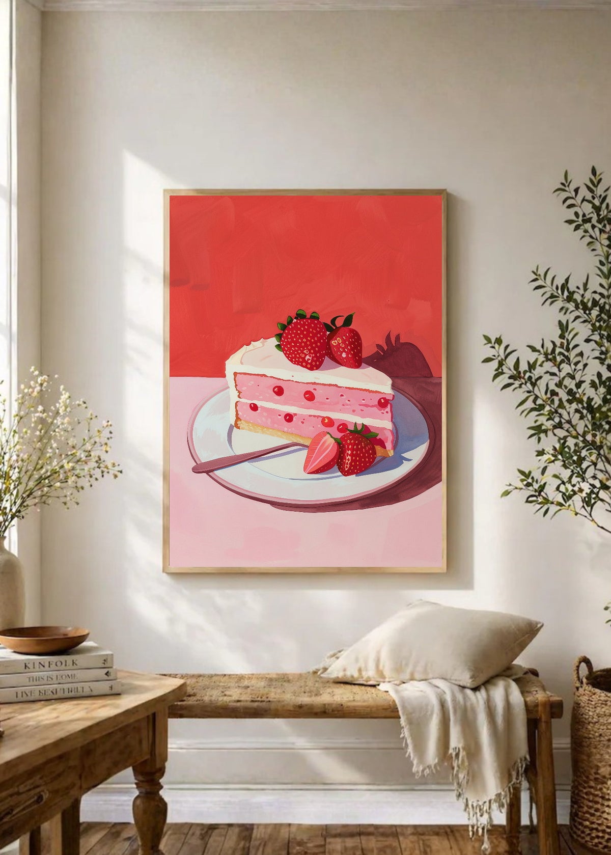 Cuadro Decorativo Trendy, Torta Frutillas Rojo