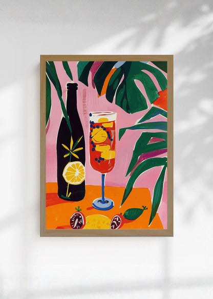 Cuadro Decorativo Trendy, Trago Naranja Hojas Verde