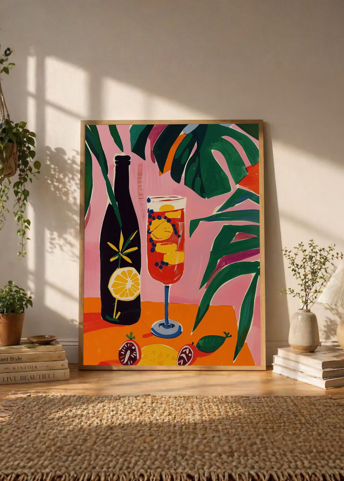Cuadro Decorativo Trendy, Trago Naranja Hojas Verde