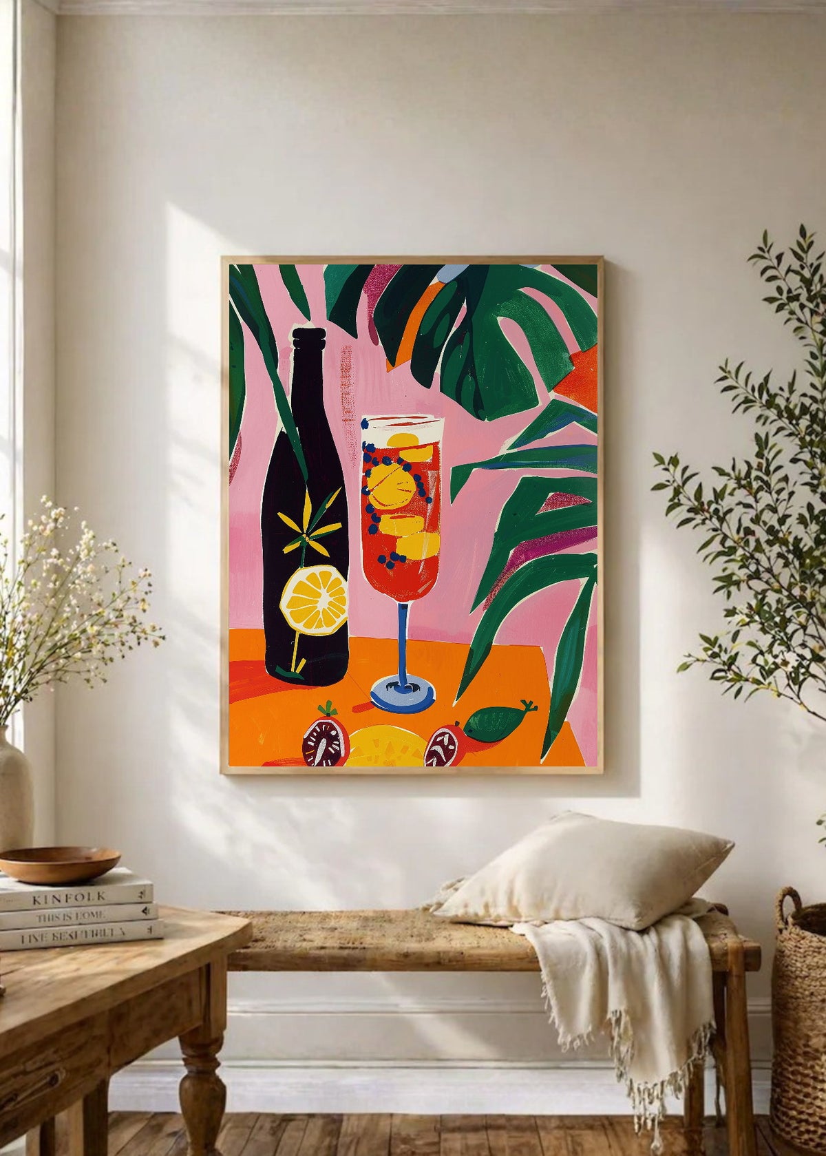 Cuadro Decorativo Trendy, Trago Naranja Hojas Verde