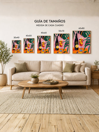 Cuadro Decorativo Trendy, Trago Naranja Hojas Verde