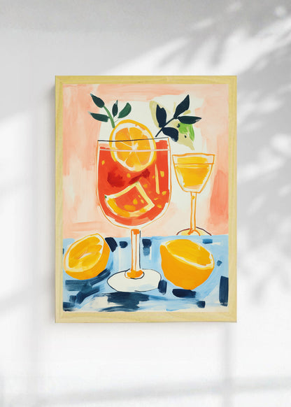Cuadro Decorativo Trendy, Tragos Naranja Azul Crema