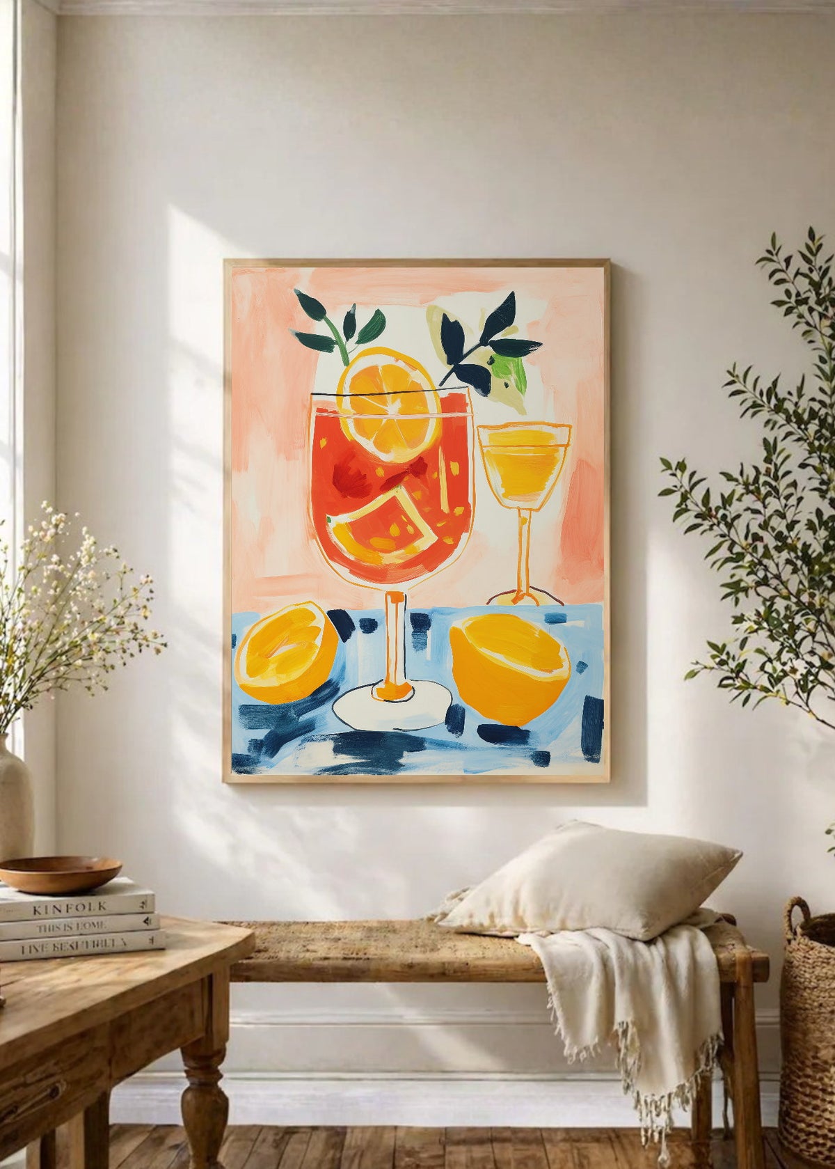 Cuadro Decorativo Trendy, Tragos Naranja Azul Crema