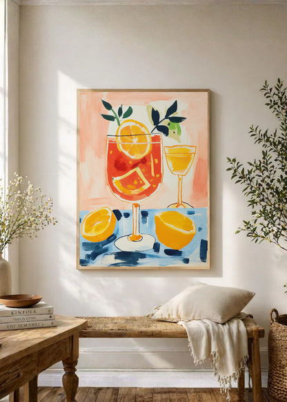 Cuadro Decorativo Trendy, Tragos Naranja Azul Crema