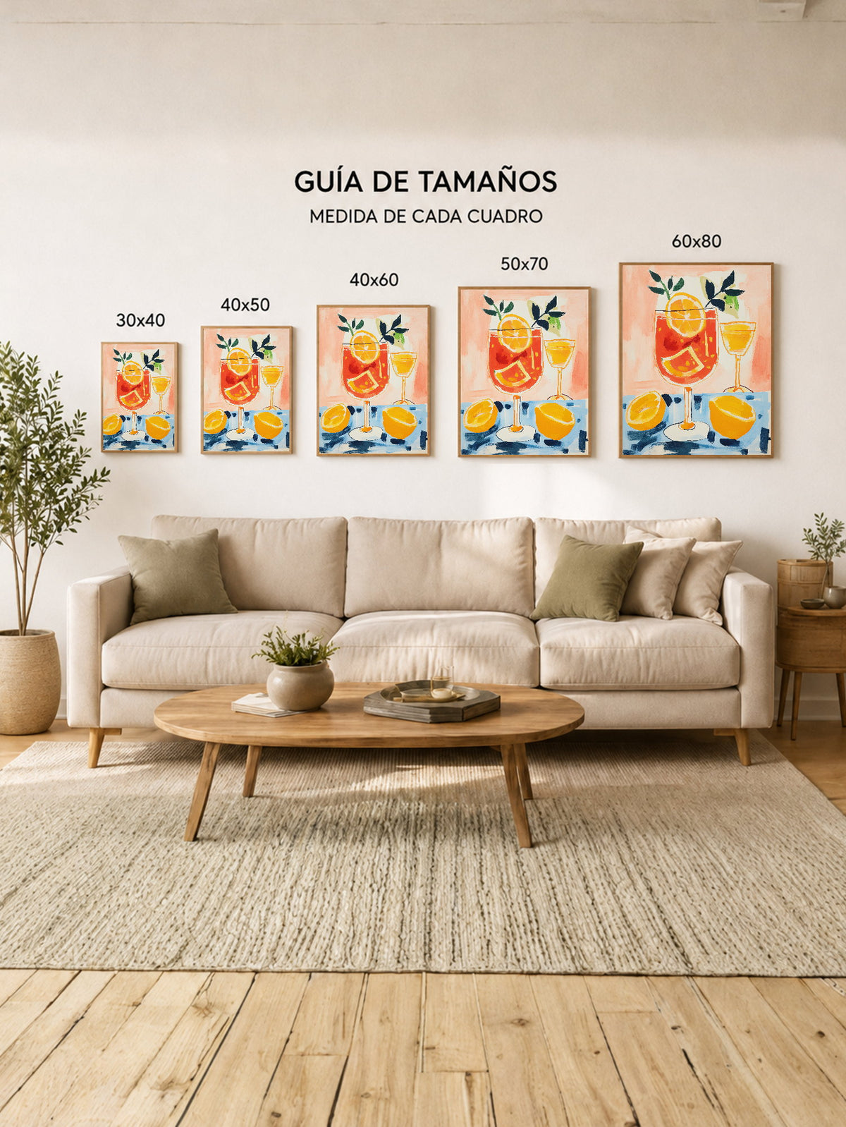 Cuadro Decorativo Trendy, Tragos Naranja Azul Crema