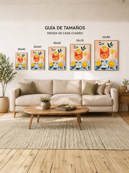 Cuadro Decorativo Trendy, Tragos Naranja Azul Crema