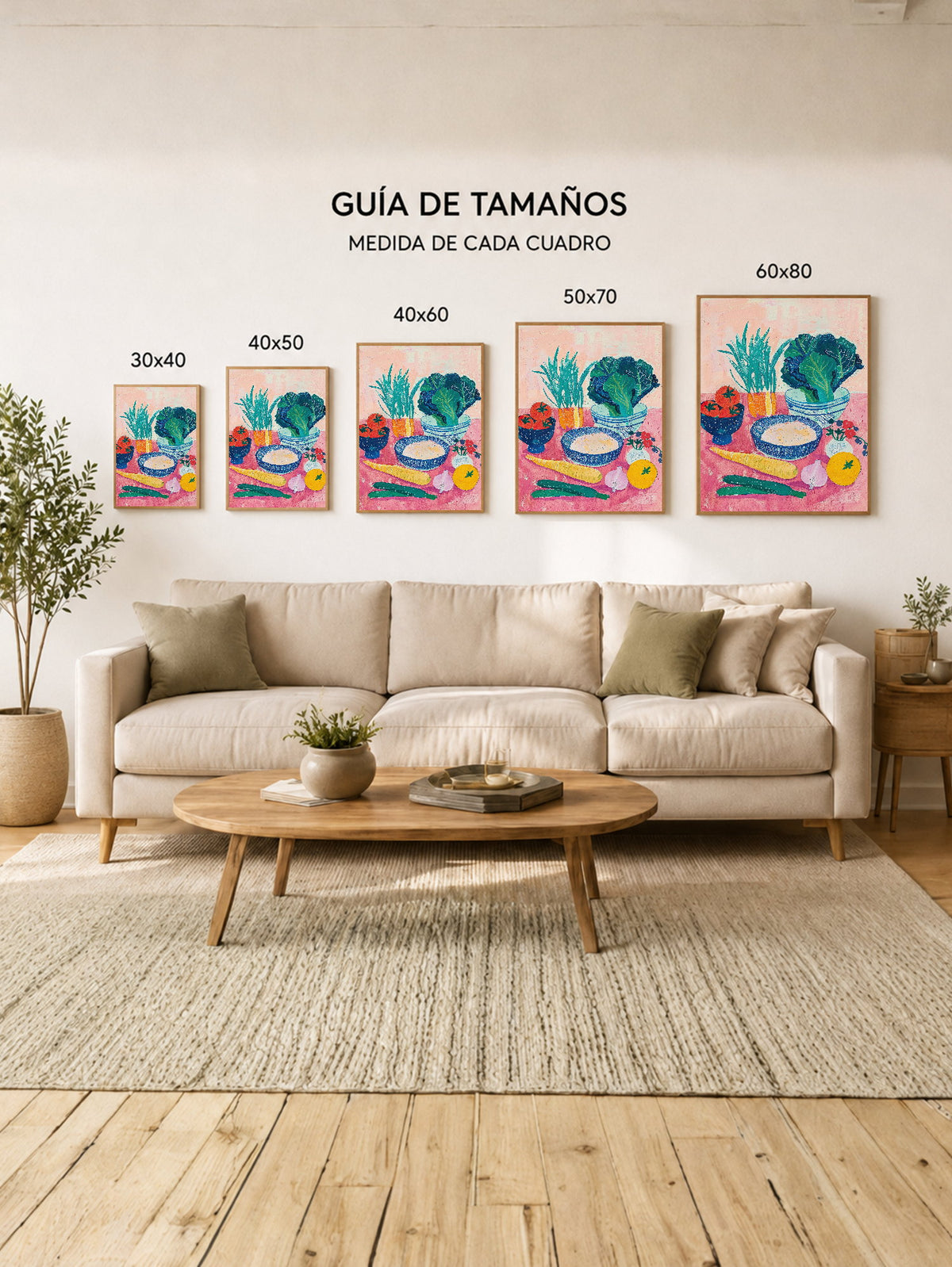 Cuadro Decorativo Trendy, Verduras Mesa Rosa Azul