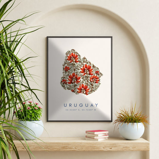 Cuadro Decorativo Uruguay Mapa Ceibo