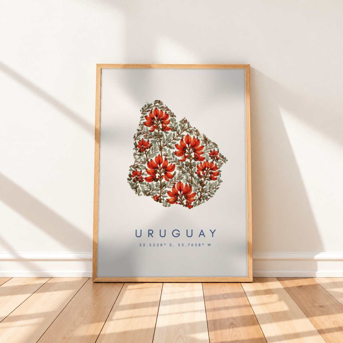 Cuadro Decorativo Uruguay Mapa Ceibo