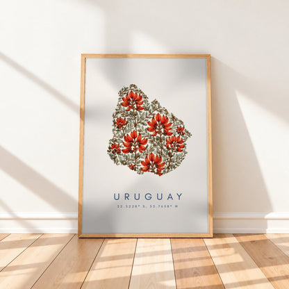 Cuadro Decorativo Uruguay Mapa Ceibo