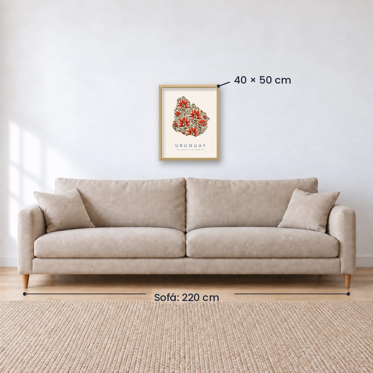 Cuadro Decorativo Uruguay Mapa Ceibo