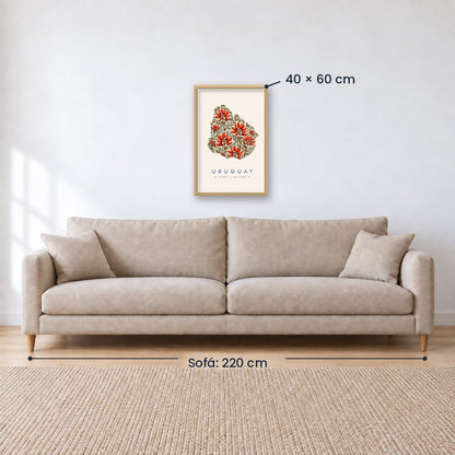 Cuadro Decorativo Uruguay Mapa Ceibo