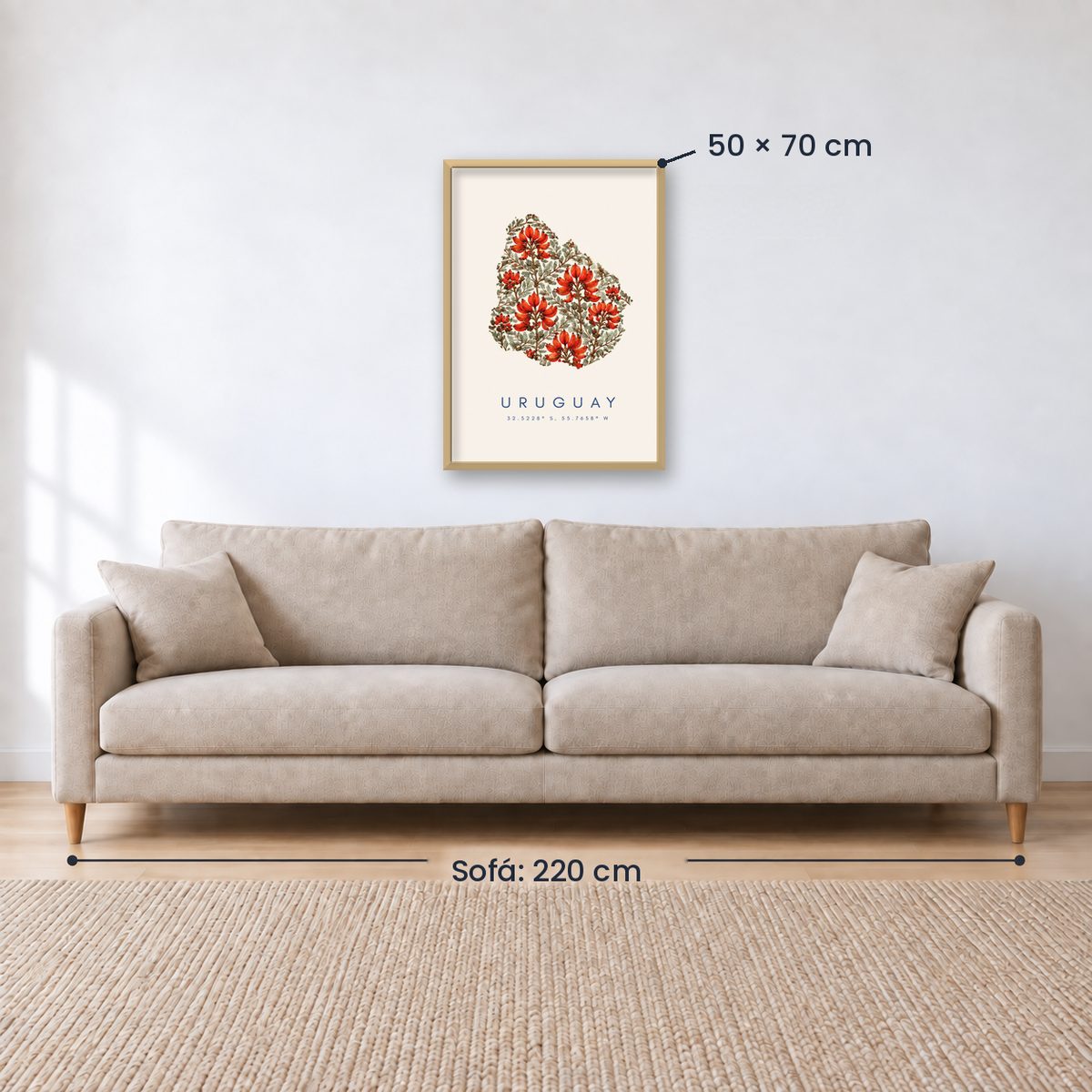 Cuadro Decorativo Uruguay Mapa Ceibo