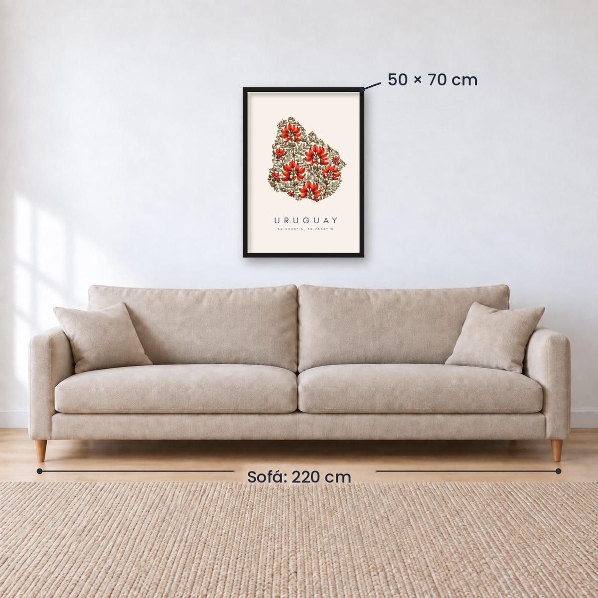 Cuadro Decorativo Uruguay Mapa Ceibo