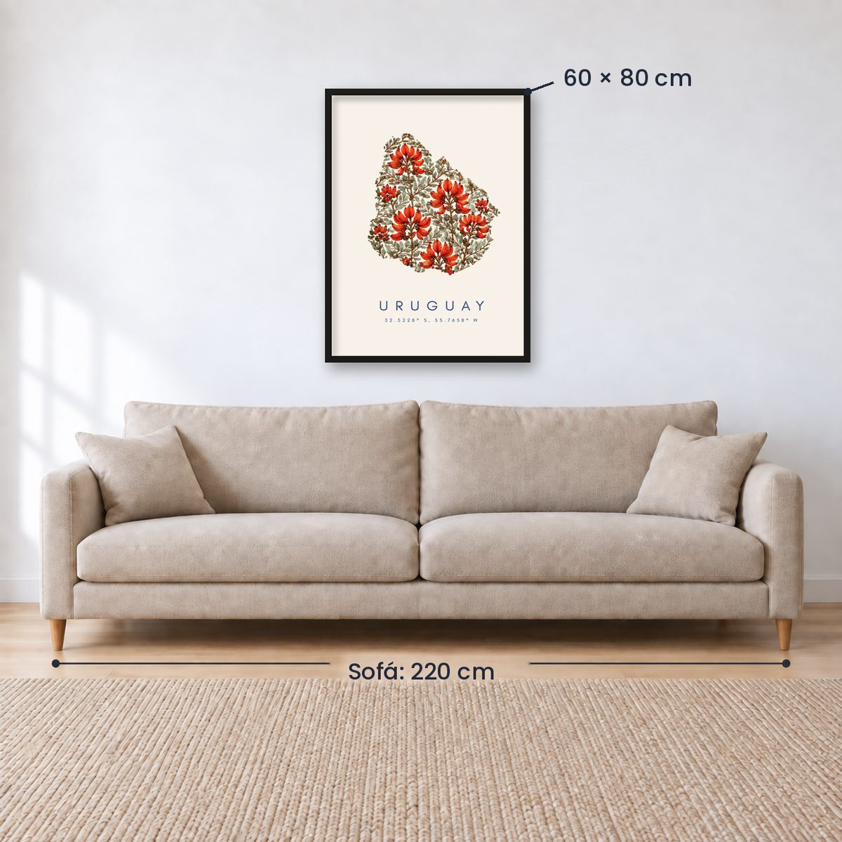 Cuadro Decorativo Uruguay Mapa Ceibo