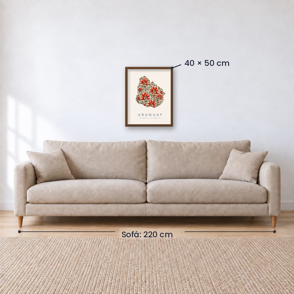 Cuadro Decorativo Uruguay Mapa Ceibo