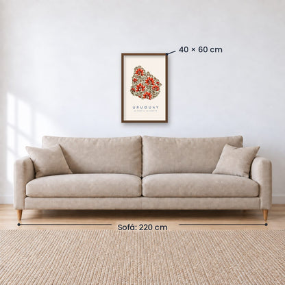 Cuadro Decorativo Uruguay Mapa Ceibo