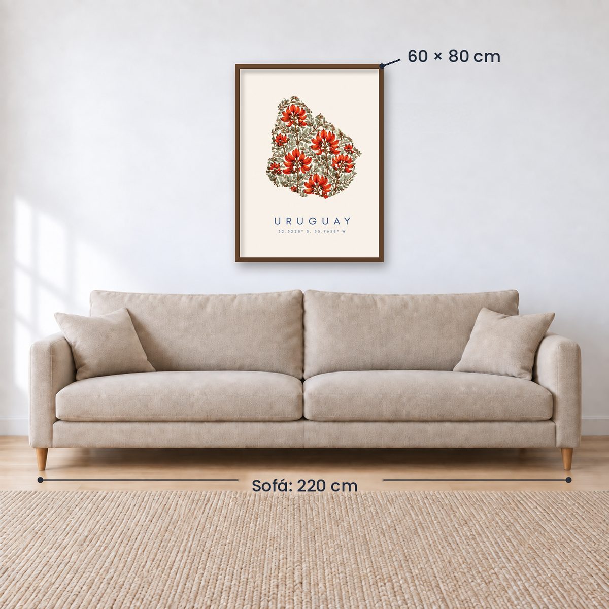Cuadro Decorativo Uruguay Mapa Ceibo