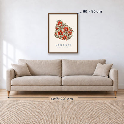 Cuadro Decorativo Uruguay Mapa Ceibo