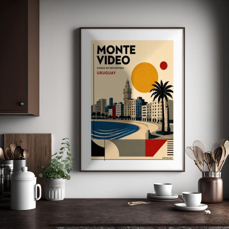 Cuadro Decorativo Uruguay Paisaje Geométrico Montevideo