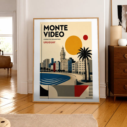 Cuadro Decorativo Uruguay Paisaje Geométrico Montevideo