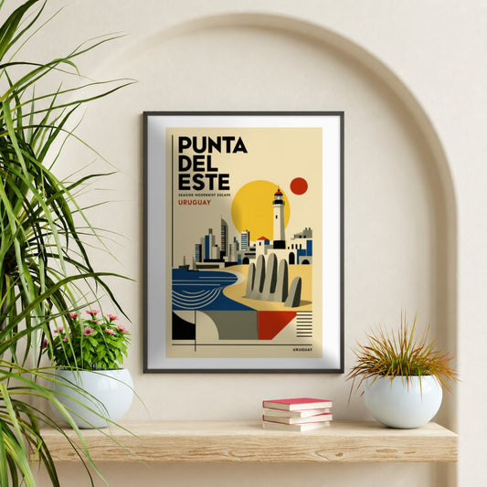 Cuadro Decorativo Uruguay Paisaje Geométrico Punta del Este