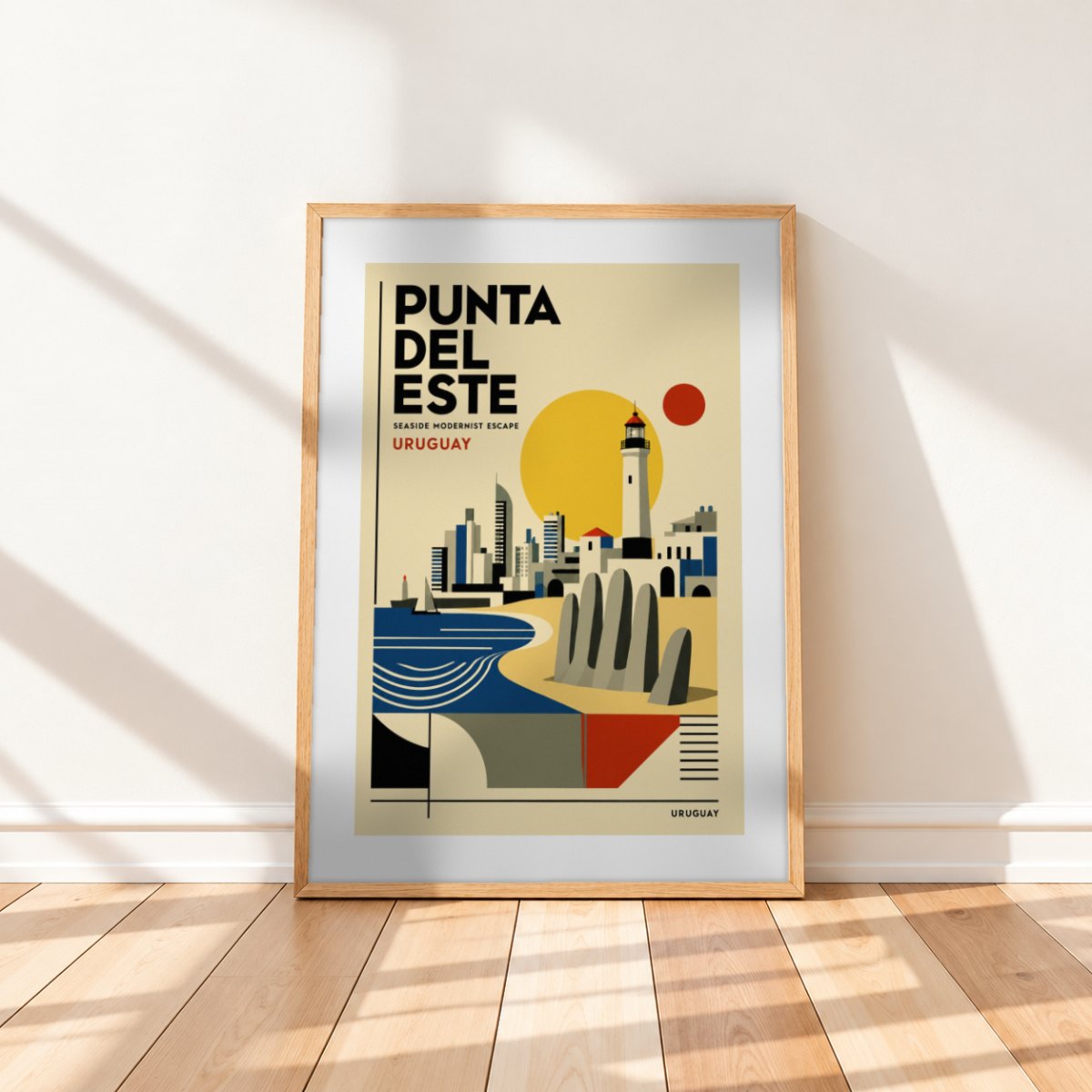 Cuadro Decorativo Uruguay Paisaje Geométrico Punta del Este