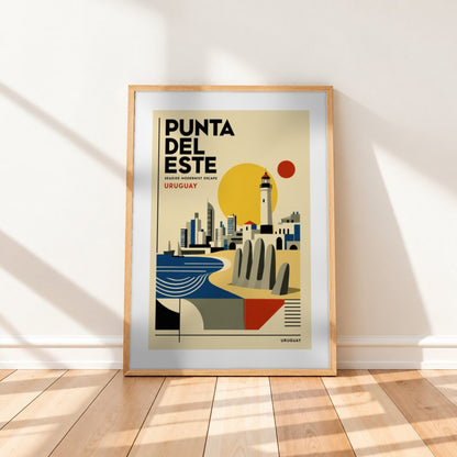 Cuadro Decorativo Uruguay Paisaje Geométrico Punta del Este