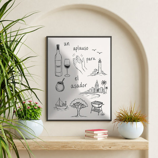 Cuadro Decorativo Uruguay Un aplauso para el asador DIbujo