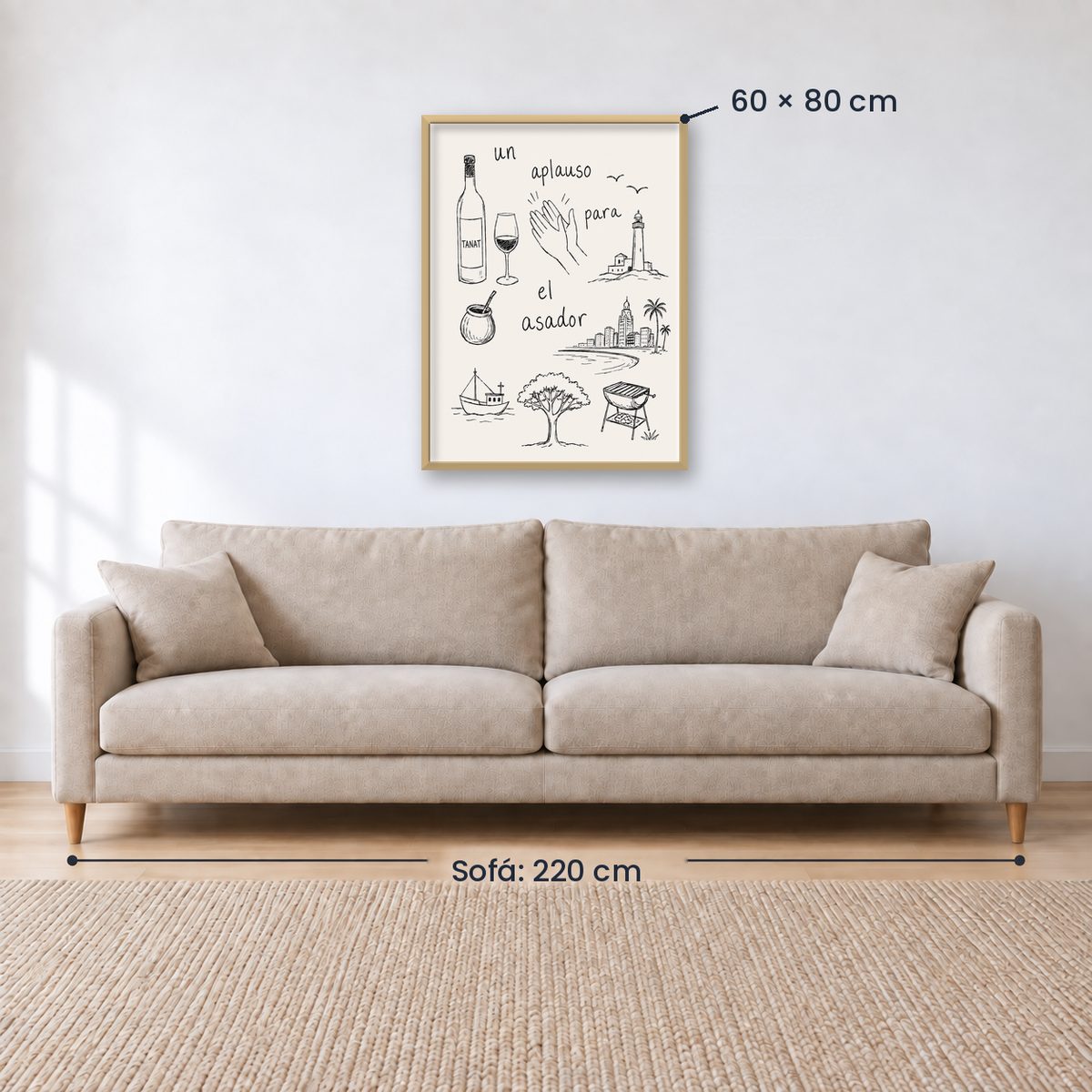 Cuadro Decorativo Uruguay Un aplauso para el asador DIbujo