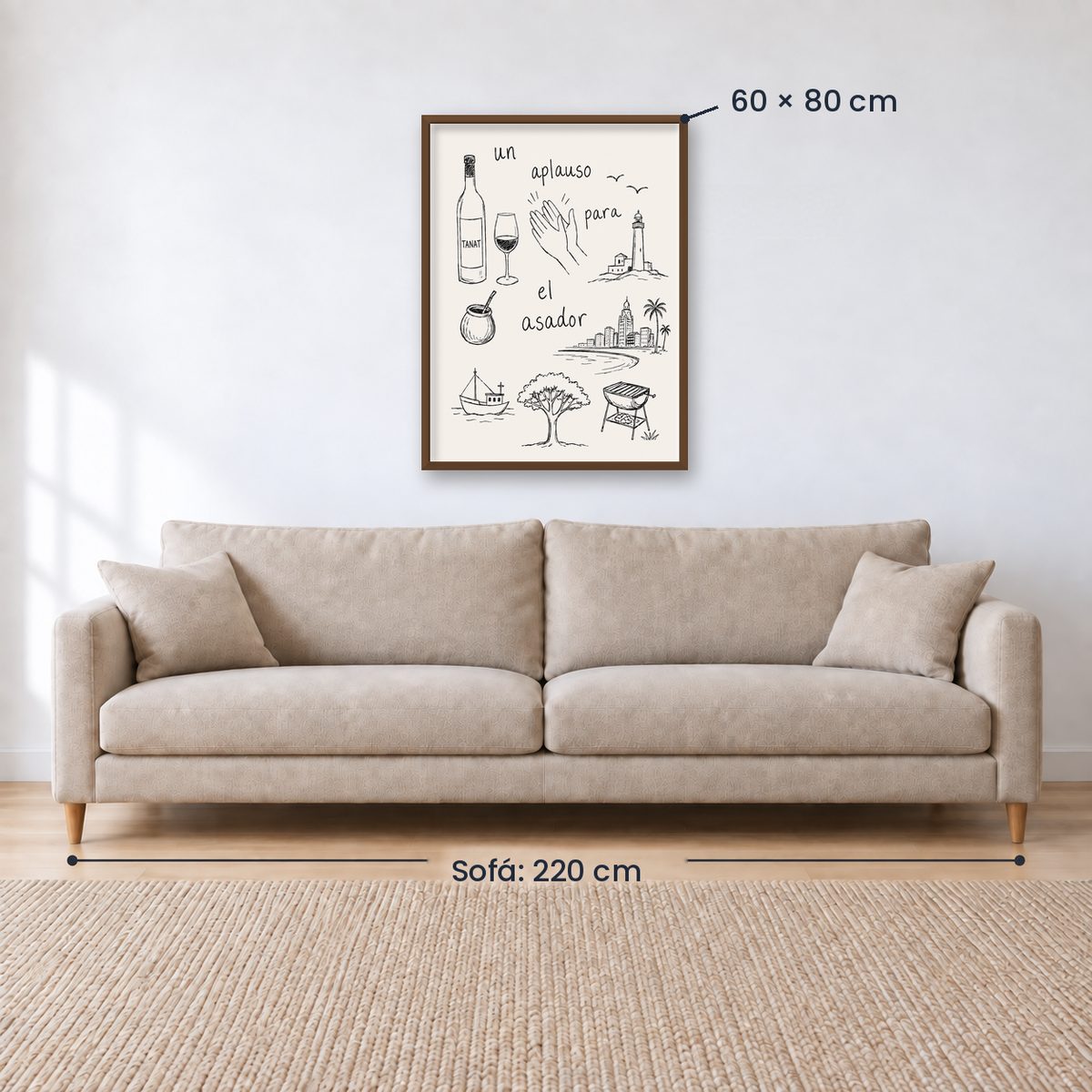 Cuadro Decorativo Uruguay Un aplauso para el asador DIbujo