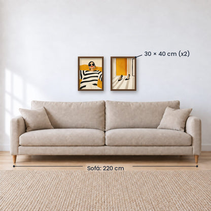 Set x2 Cuadros Abstractos, Ilustraciones Modernas Mujer Tacones Amarillo