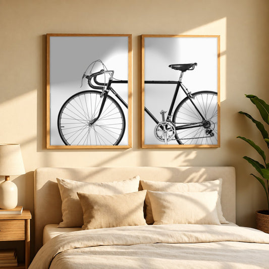 Set x2 Cuadros Decorativos Bicicleta, Blanco y Negro